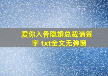 爱你入骨隐婚总裁请签字 txt全文无弹窗